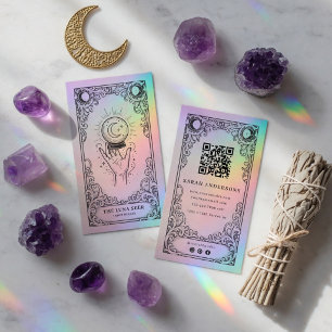 Cartão De Visita Leitor de Tarot Celestial Místico Vintage 