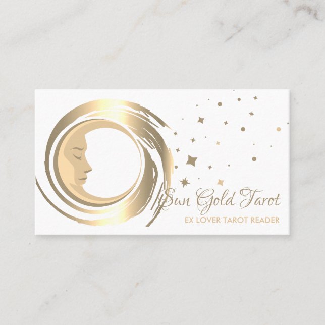 Cartão De Visita Leitor de Tarot Estrelas Lua Sol (Frente)