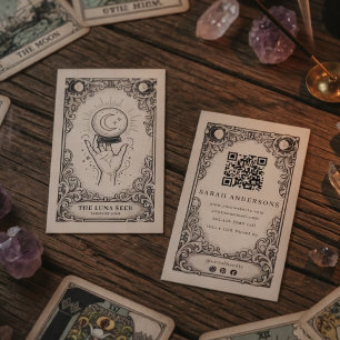 Cartão De Visita Leitor de Tarot Místico Celestial Vintage de Sor