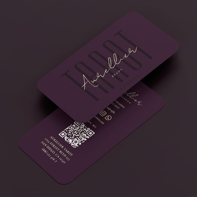 Cartão De Visita Leitor Tarot Escuro Psicónico Roxo (Elegant Tarot Reader Dark Purple Psychic Business Card
)