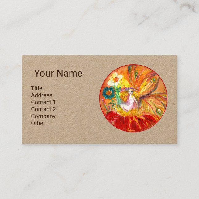 Cartão De Visita LEITURA DAS FLORES MONOGRAMA Papel Kraft amarelo v (Frente)