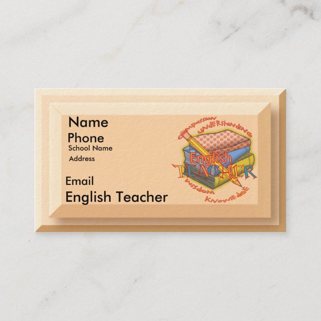 Cartão De Visita Lema do Professor de Inglês (Frente)