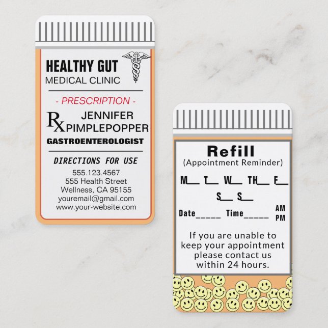 Cartão De Visita Lembrete de Compromisso GASTROENTEROLOGIST (Frente/Verso)