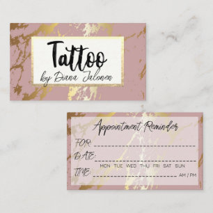 Cartão De Visita Lembrete de Consulta com Tatuador 100 Rose Marble
