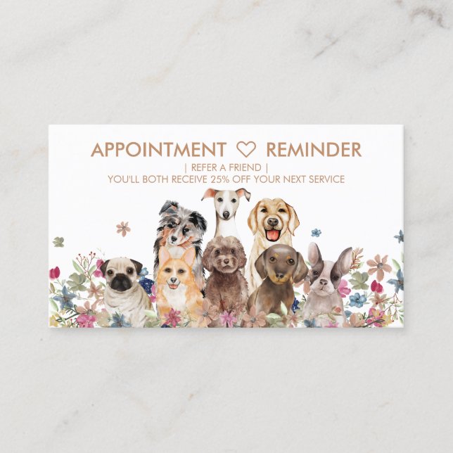 Cartão De Visita Lembrete de consulta para cães (Frente)