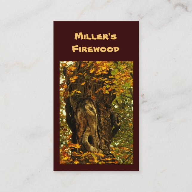 Cartão De Visita Lenha antiga da árvore (Frente)