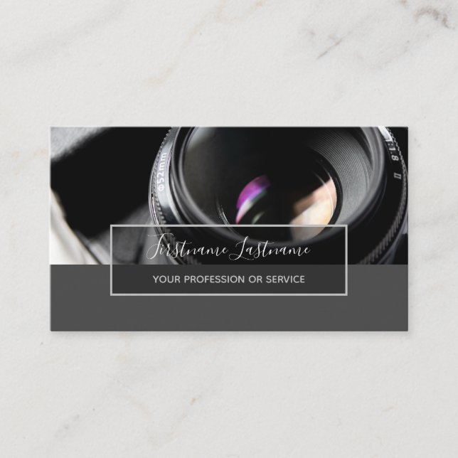 Cartão De Visita Lente da câmara DSLR para fotógrafos Videógrafos (Frente)