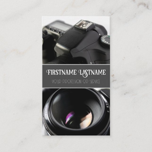 Cartão De Visita Lente da câmara DSLR para fotógrafos Videógrafos (Frente)