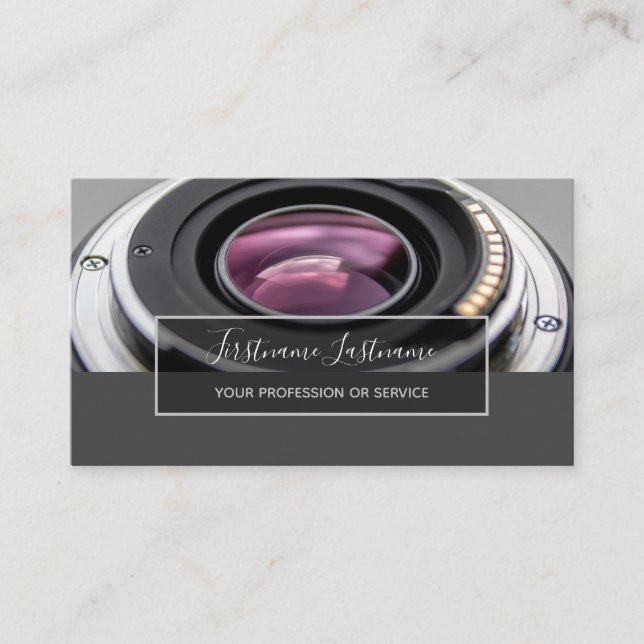 Cartão De Visita Lente da câmara DSLR para fotógrafos Videógrafos B (Frente)