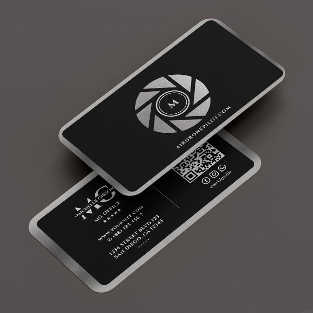 Cartão De Visita Lente de prata preta elegante com fotógrafo mínimo (Minimal Photographer Elegant Black Silver Lens Business Card
☆★
☆★
☆★
☆★
☆★
(35654)
 | 
)