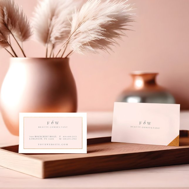 Cartão De Visita Lente Mínima e Simples, Rosa e Dourado (Beautiful Watercolor Wildflower Botanical Garden T-Shirt)