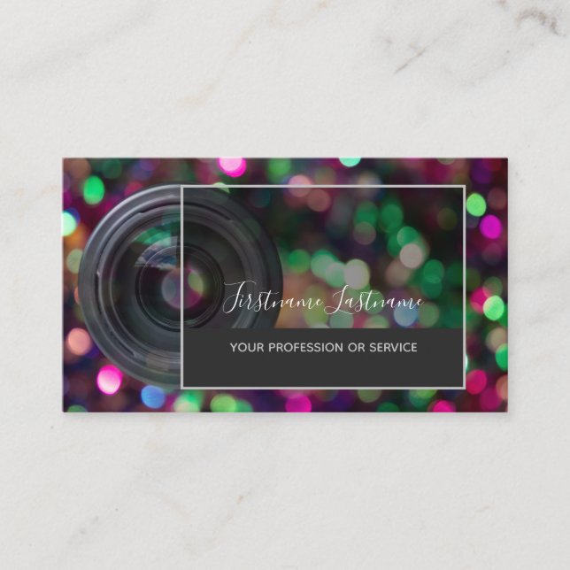 Cartão De Visita Lentes de câmara DSLR para fotógrafos Videógrafos (Frente)