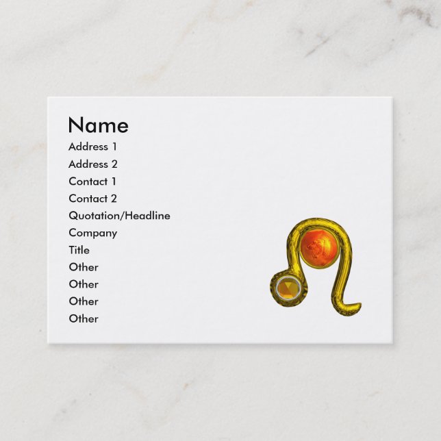 Cartão De Visita LEO, vermelho vivo e vibrante topaz (Frente)