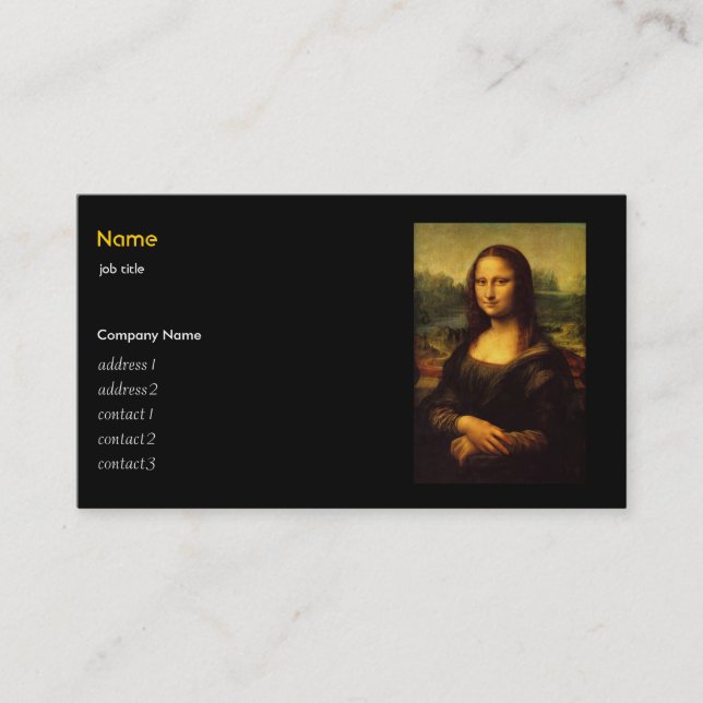 Cartão De Visita Leonardo Da Vinci, Mona Lisa (Frente)