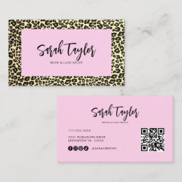 Cartão De Visita Leopad Impressão Script Beauty Brows