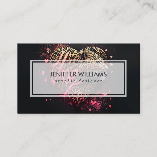 Cartão De Visita Leopard Heart Love Graffiti Art                    (Frente)