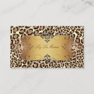 Cartão De Visita Leopard spots aux naturelle + traços de damasco