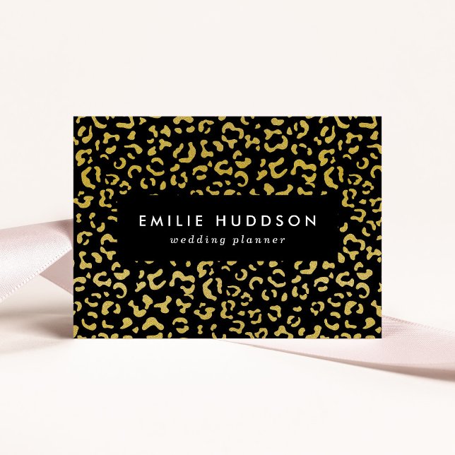 Cartão De Visita Leopardo Dourado, Brilhante Dourada, Padrão-Leopar (Criador carregado)