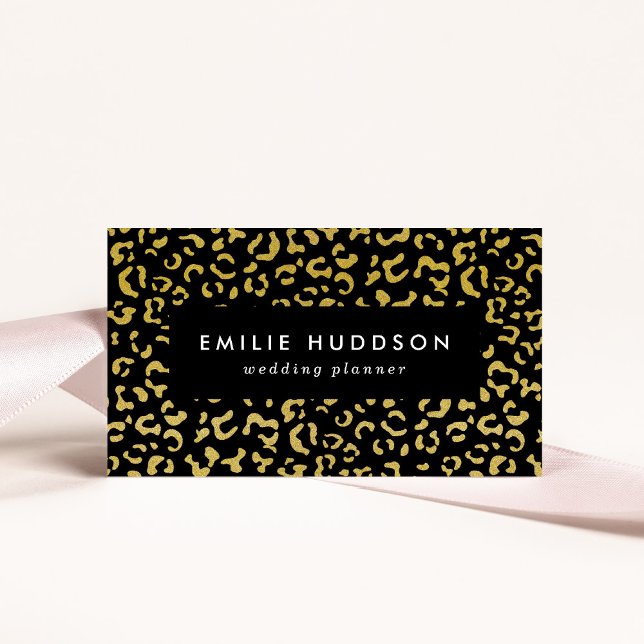 Cartão De Visita Leopardo Dourado, Brilhante Dourada, Padrão-Leopar (Criador carregado)