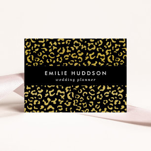 Cartão De Visita Leopardo Dourado, Brilhante Dourada, Padrão-Leopar