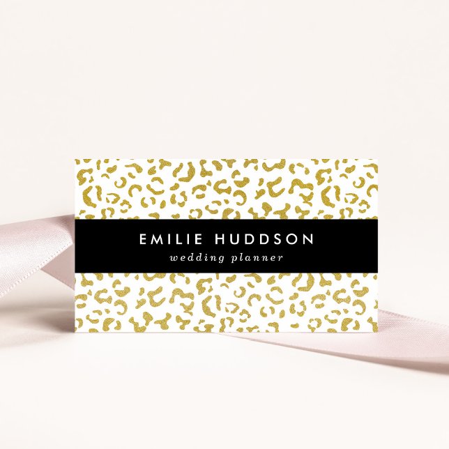 Cartão De Visita Leopardo Dourado, Brilho Dourado, Impressão Leopar (Criador carregado)
