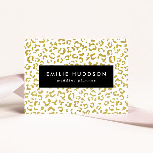 Cartão De Visita Leopardo Dourado, Brilho Dourado, Impressão Leopar