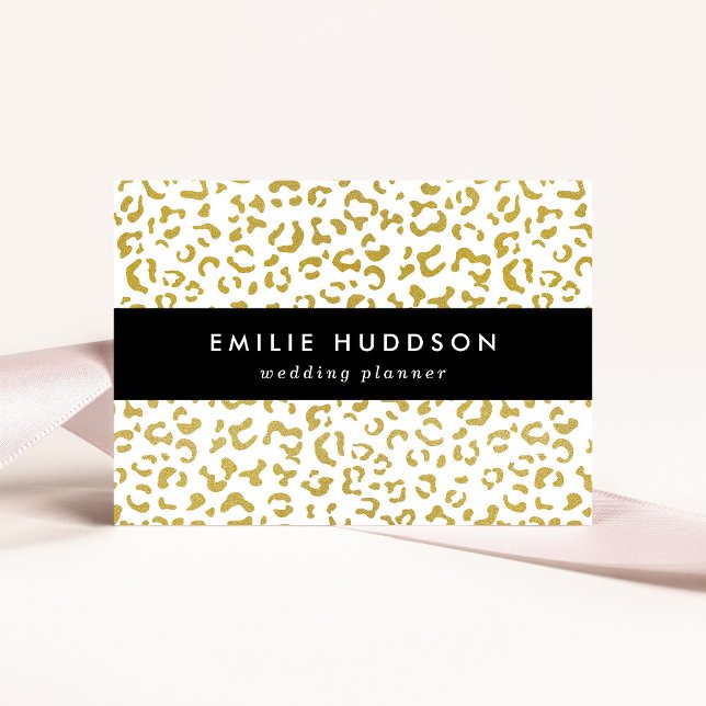 Cartão De Visita Leopardo Dourado, Brilho Dourado, Impressão Leopar (Criador carregado)