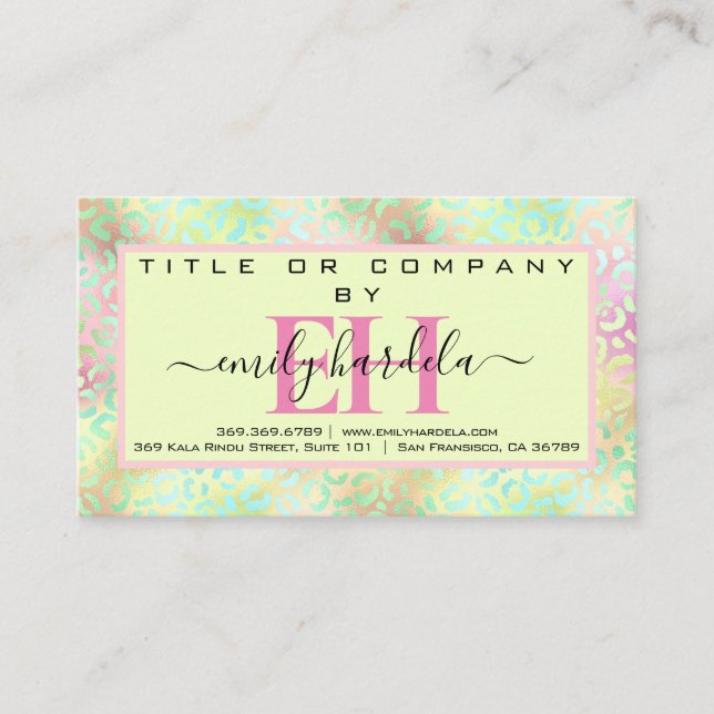 Cartão De Visita Leopardo Iridescente Profissional (Frente)