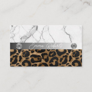Cartão De Visita Leopardo ouro e brilhante preto