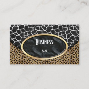 Cartão de Visita Leopardo Preto Branco Bolsa Vaca