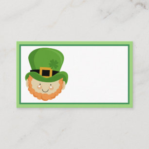 Cartão De Visita Leprechaun irlandês com o chapéu do trevo de