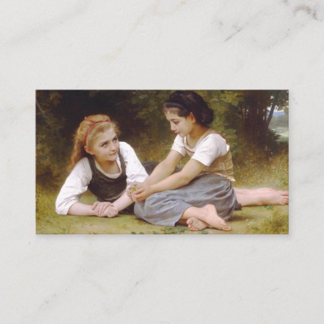 Cartão De Visita Les Noisettes: Jovens Colecionando avelãs (Frente)