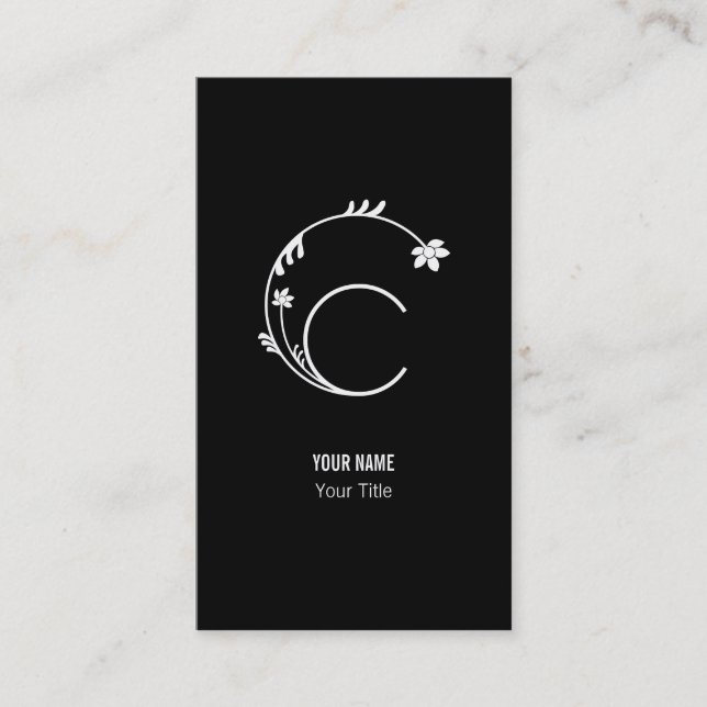 CARTÃO DE VISITA LETRA BONITO C DO MONOGRAMA DA FLOR (Frente)