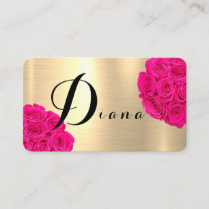 Cartão De Visita Letra D Dourada brilhante Rosa