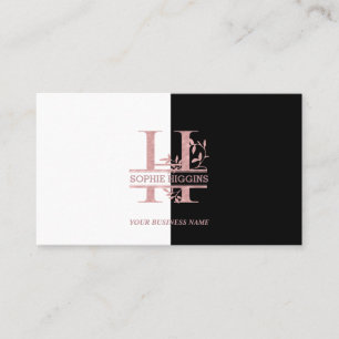 Cartão De Visita Letra Elegante Rosa, Divide Personalizada, Monogra