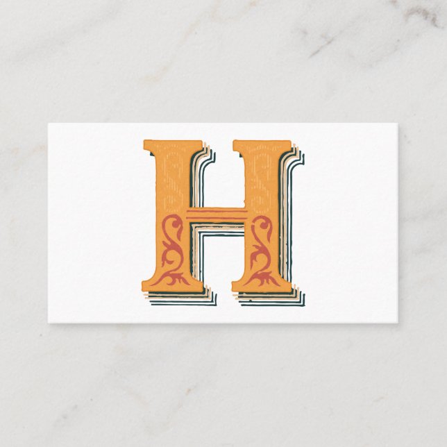 Cartão De Visita Letra "H" bordado elegante (Frente)