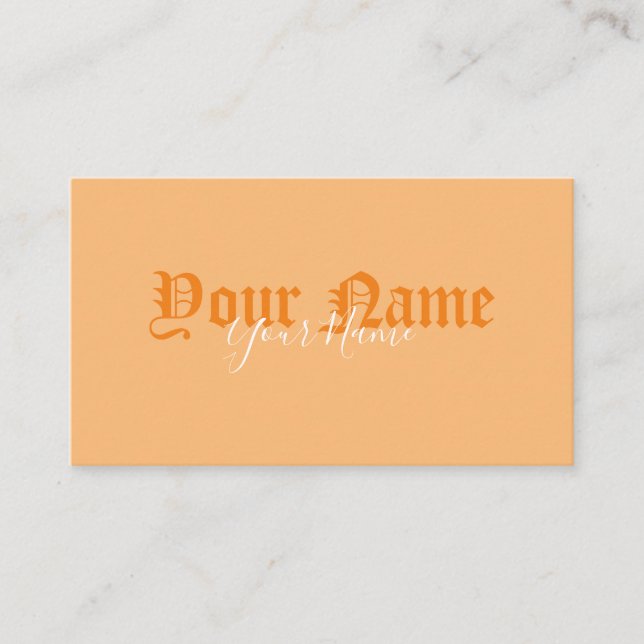 Cartão De Visita Letras antigas laranja simplesmente elegantes (Frente)