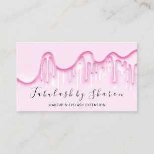 Cartão De Visita Letras Brancas de Maquiagem Lashes VIP Rosa
