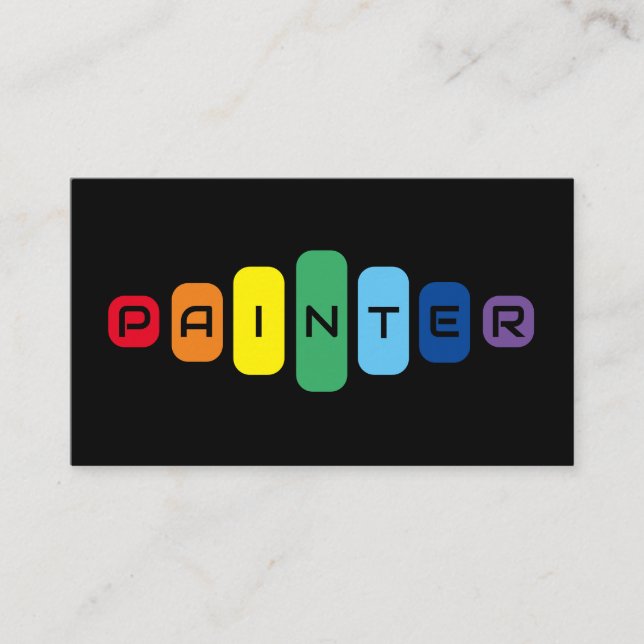 Cartão De Visita Letras coloridas do arco-íris para pintores elegan (Frente)