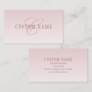 Cartão De Visita Letras Elegantes & Monograma Rose Ombre
