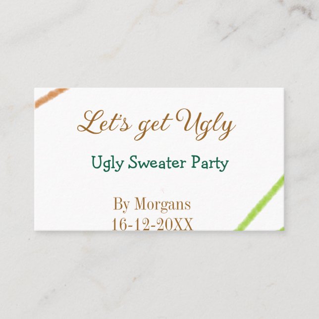 Cartão De Visita Let's get ugly Christmas ugly sweater Partyorange  (Frente)