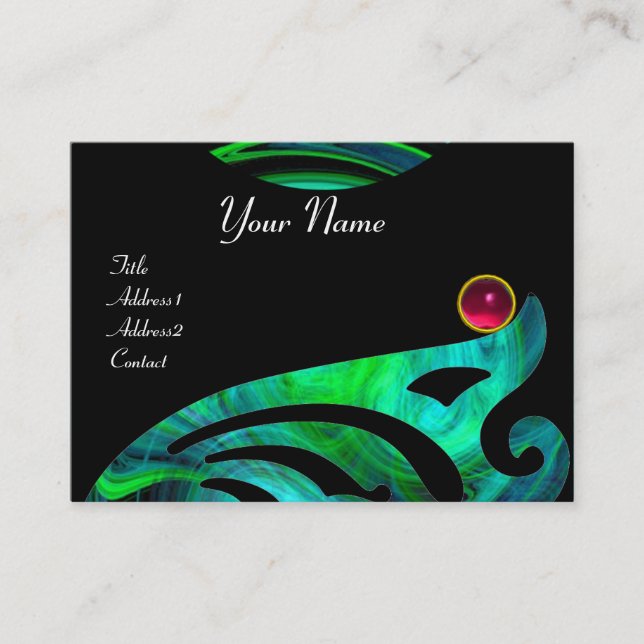 Cartão De Visita LEVE VORTEX RUBY azul verde preto amarelo (Frente)