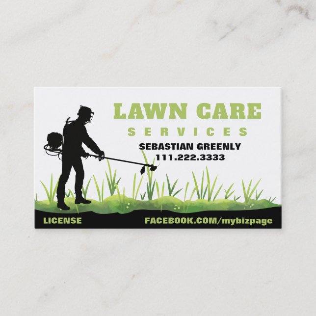 Cartão De Visita *~* Lewn Care Weacking Whacking Mow Grass Modern (Frente)