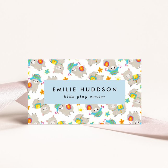 Cartão De Visita Lhamas bonitas, Kids Play Center, Centro de Ativid (Criador carregado)