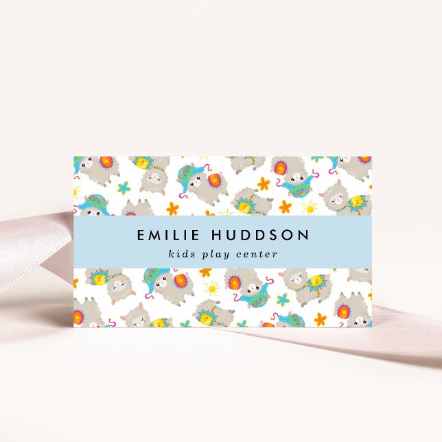 Cartão De Visita Lhamas bonitas, Kids Play Center, Centro de Ativid (Criador carregado)