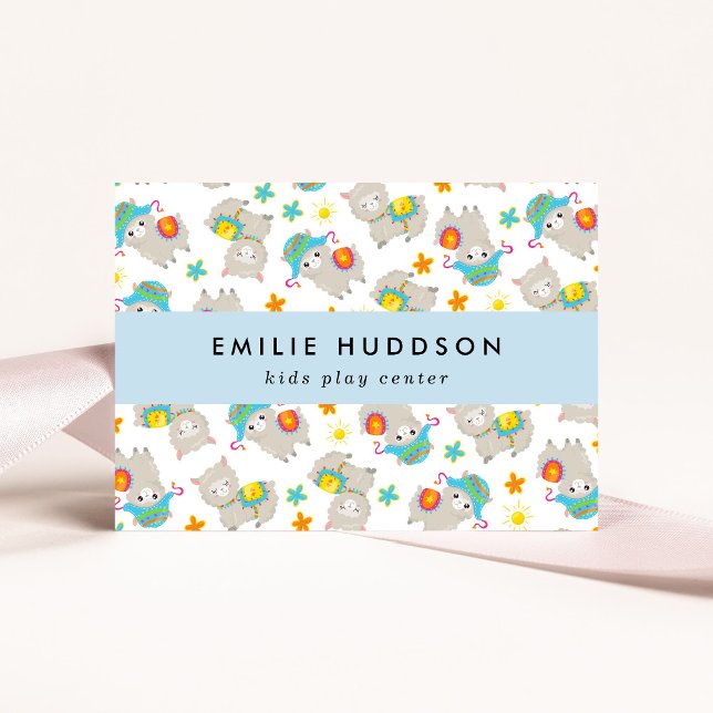 Cartão De Visita Lhamas bonitas, Kids Play Center, Centro de Ativid (Criador carregado)