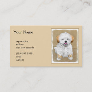 Cartão De Visita Lhasa Apso Puppy Painting - Arte De Cachorro Origi