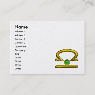 Cartão De Visita LIBRA ZODIAC JEWEL Green Emerald & Dourado Platinu