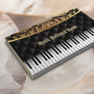 Cartão De Visita Lições de piano luxuosas do teste padrão do