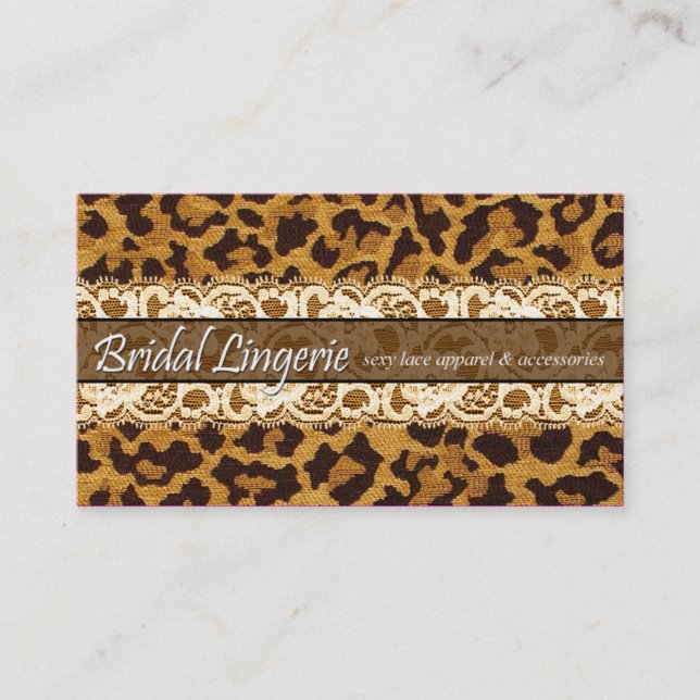 Cartão De Visita Liga laçado da lingerie nupcial Sassy do leopardo (Frente)